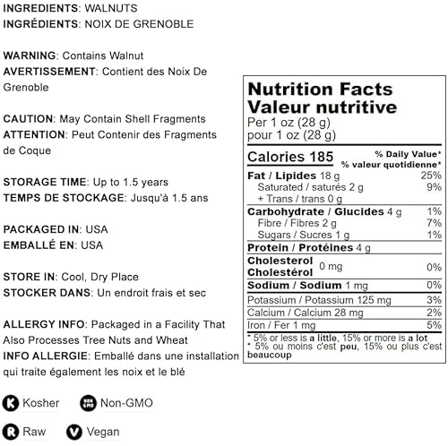 California Walnuts Halves & Pieces, 7.5 Pounds – Non-Gmo Verified, Raw, Unsalted, Shelled, Vegan, Kosher, Sirtfood, Bulk. Rich In Omega-3 Fatty Acids, Protein. Great For Baking, Snacking, As A Topping. #TOP3