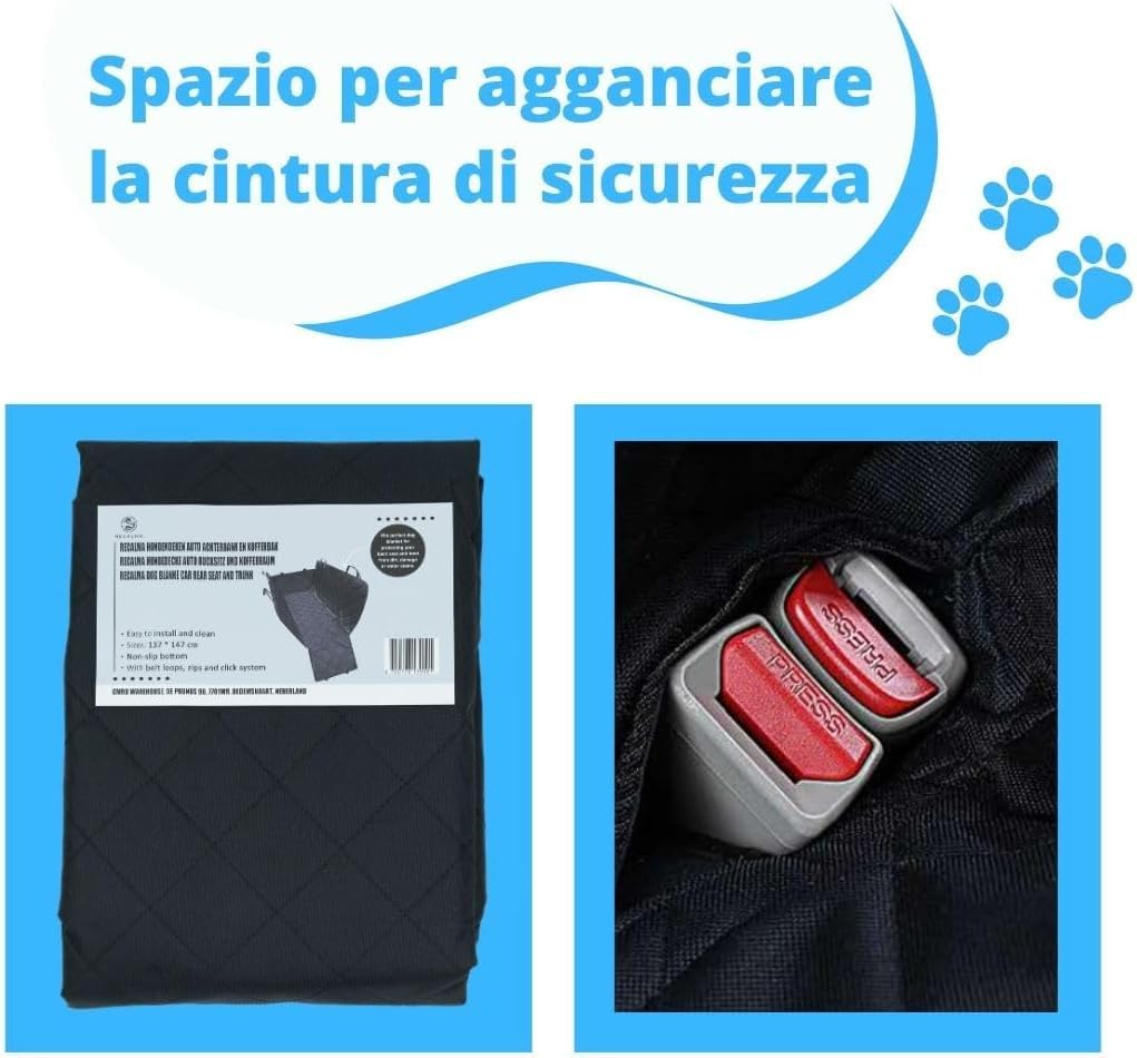 Coprisedile Auto per Cani 100% Impermeabile, Antigraffiato e Antiscivolo, Trasportino Auto incl. Guinzagli