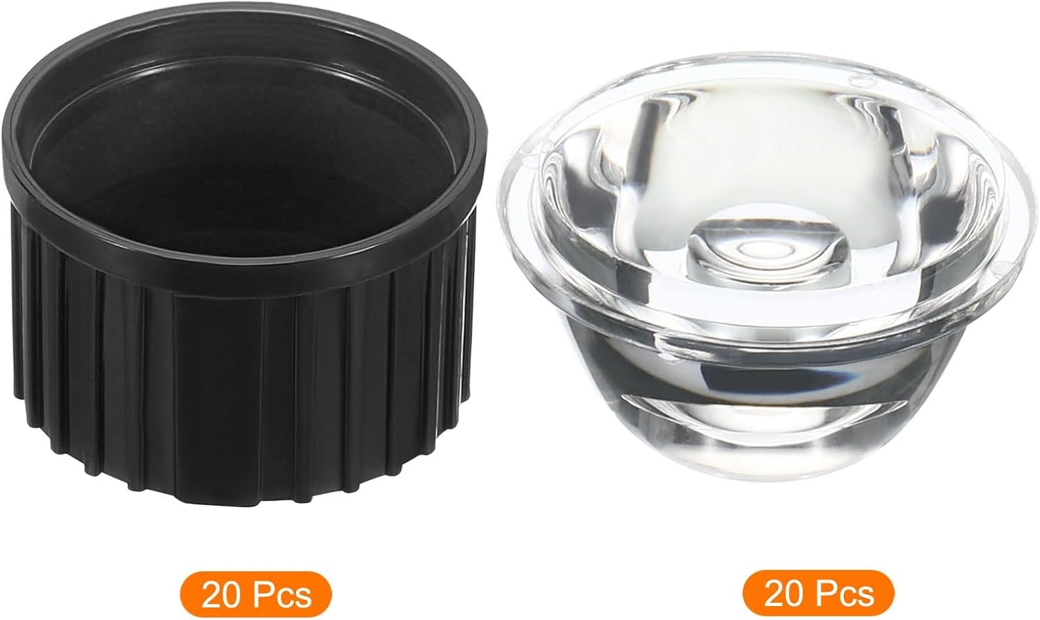 PATIKIL 20mm LED Lens with Holder, 20 Set 90 Degree LED Lens for Flashlight DIY Lamp, Black