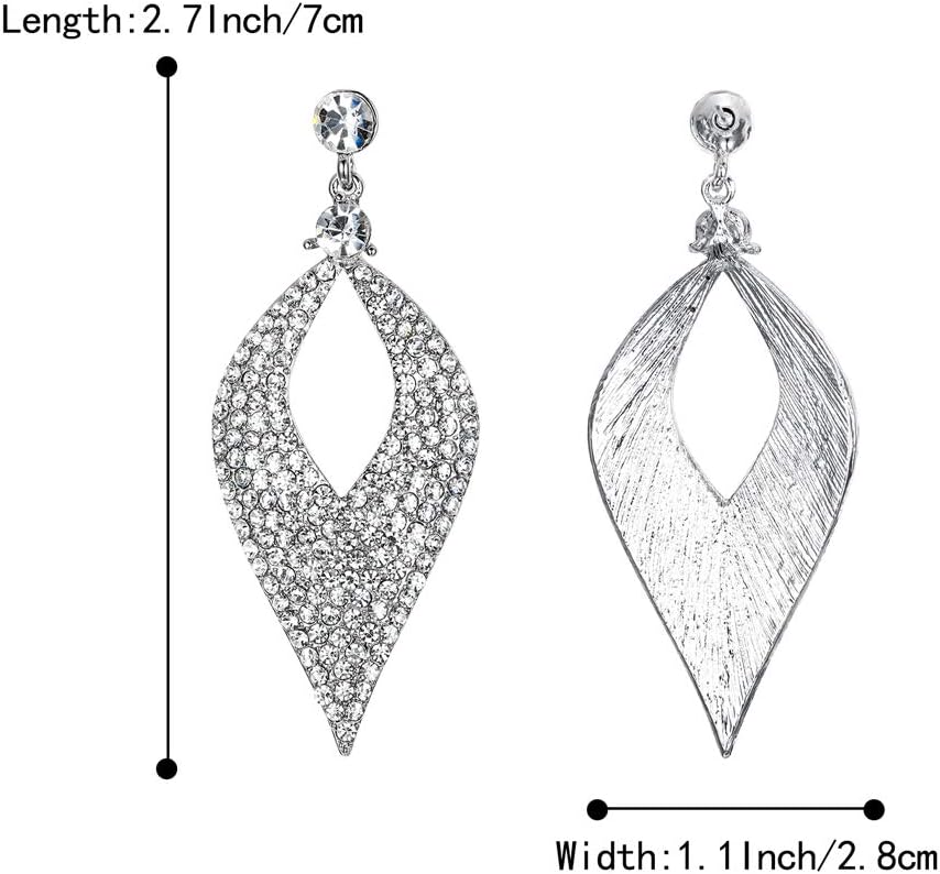 BriLove Women's Bohemian Boho Crystal Hollow Leaf Chandelier Dangle Earrings - Image 5