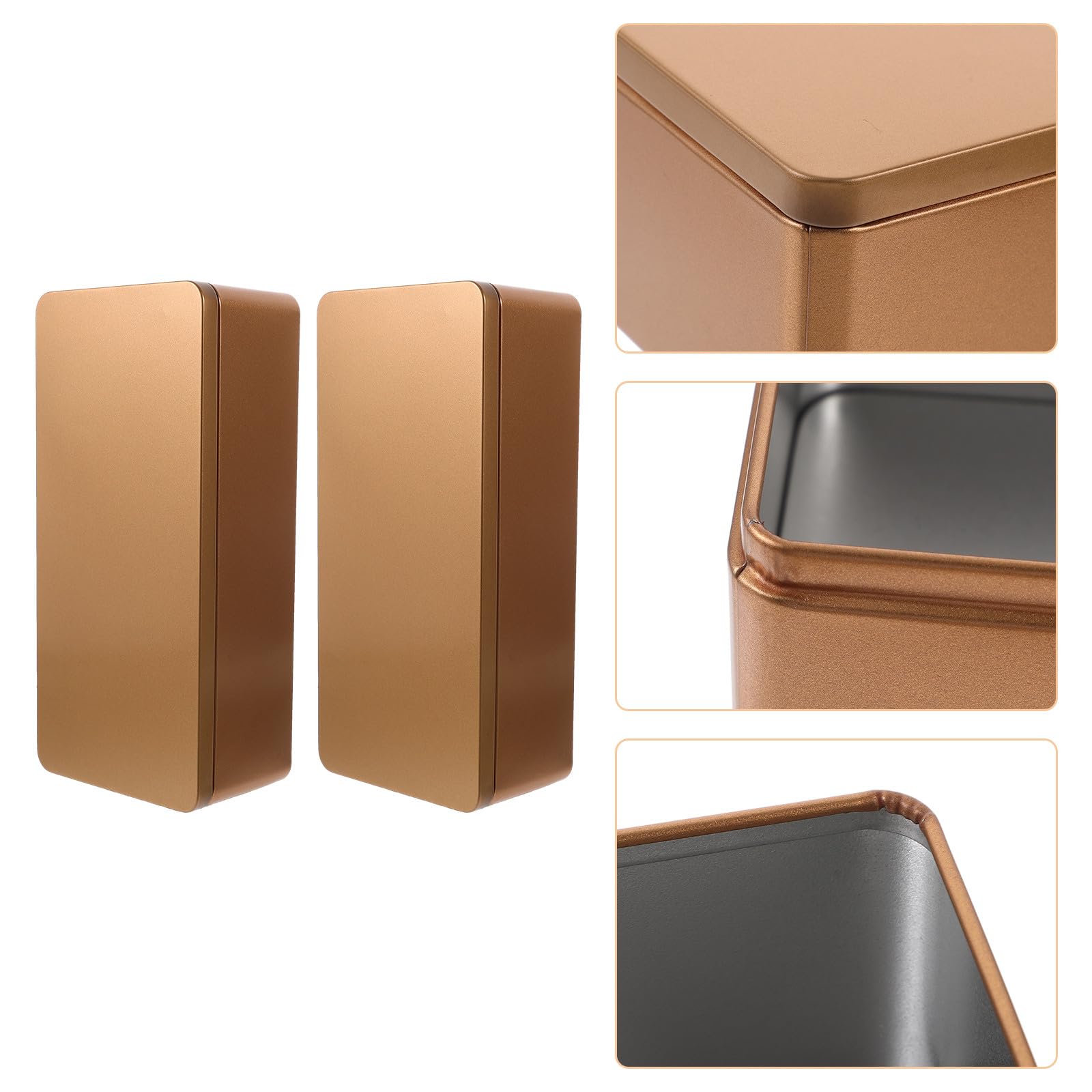 Tofficu Boîtes à Biscuits en Fer Blanc Rectangulaires Hermétiques 2 Pièces pour Rangement de Bijoux et Petits Objets Domestiques