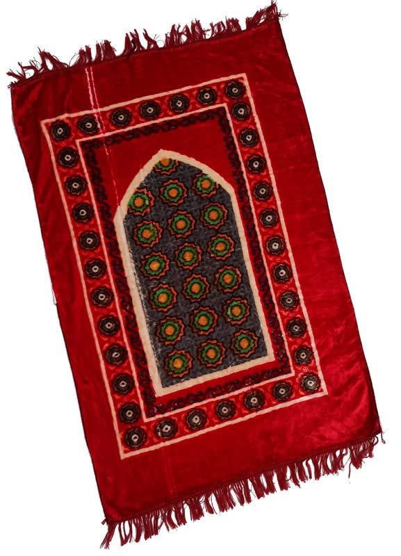 Buy ADIRNY Velvet Prayer Mat Musalla Janamaz for Namaz Muslim 44x28 ...