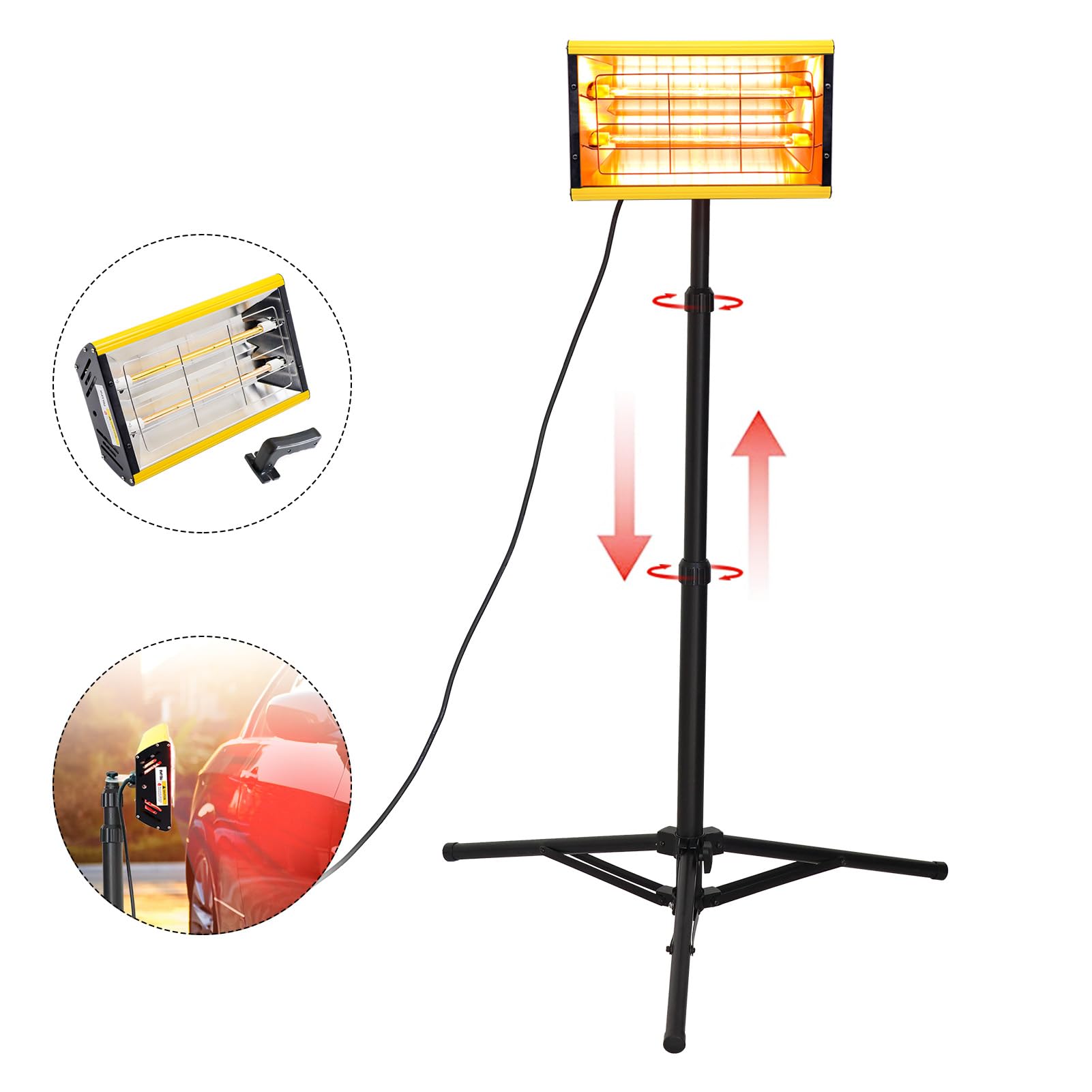 DATOUBOSS 2000W Infrarot Lacktrockner Kurzwellen Infrarot Lackhärtungslampe 230V mit verstellbarem Ständer