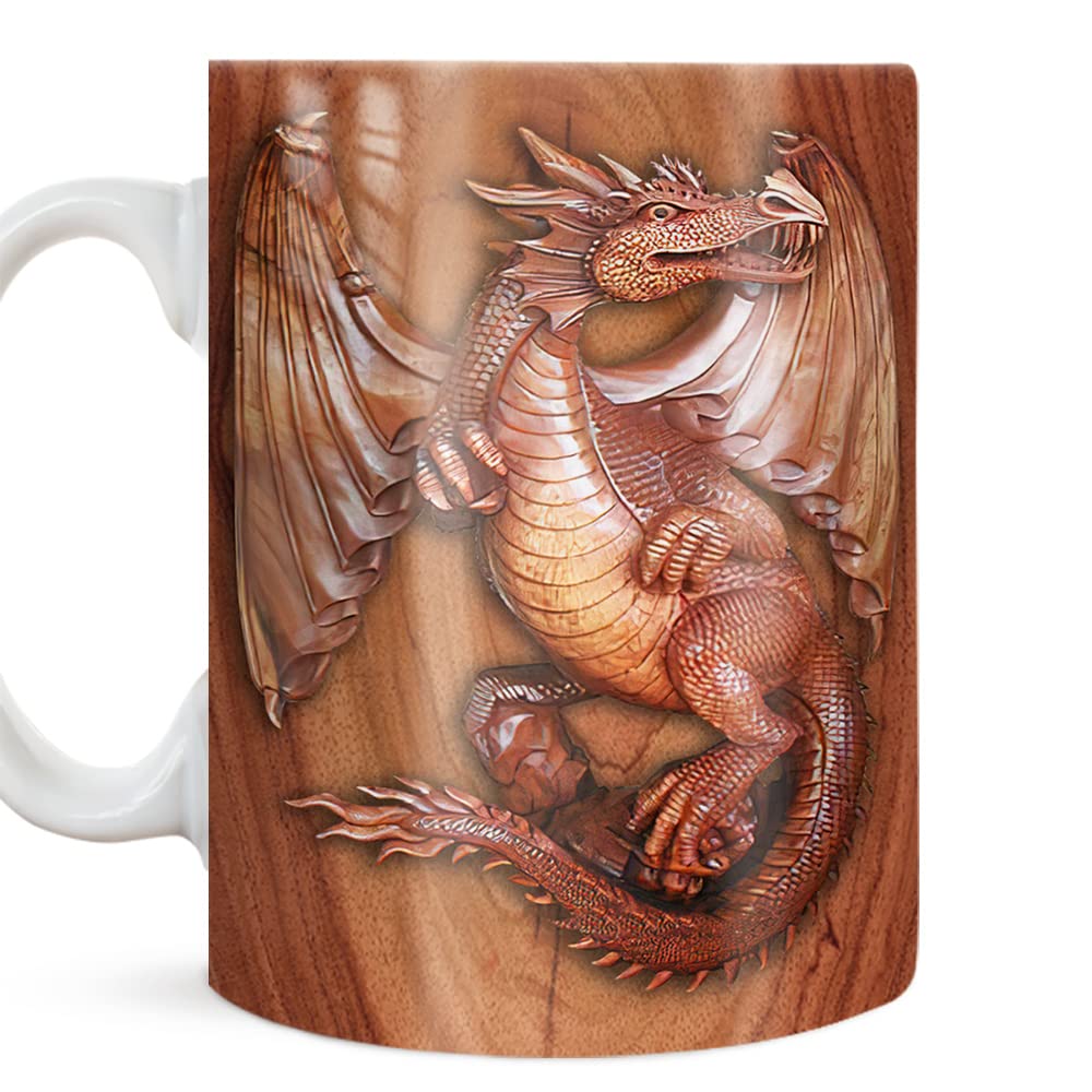 Buy 64HYDRO 11oz Dragon Wooden Style Dragon Lover Ceramic Coffee