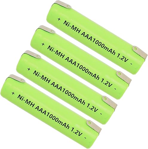 Miniatura 6 de Paquete de 4 maquinillas de afeitar eléctricas Ni-MH AAA de 1.2 V 1000 mAh batería recargable con pestañas para cepillo de dientes, ciclomotor
