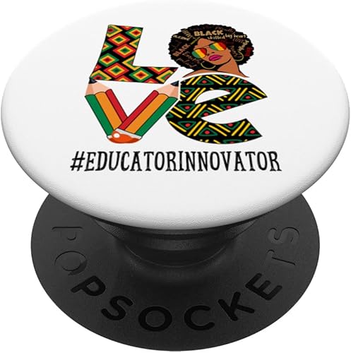 Miniatura 1 de Educator Innovator Love Afro African Black History Month PopSockets Swappable PopGrip