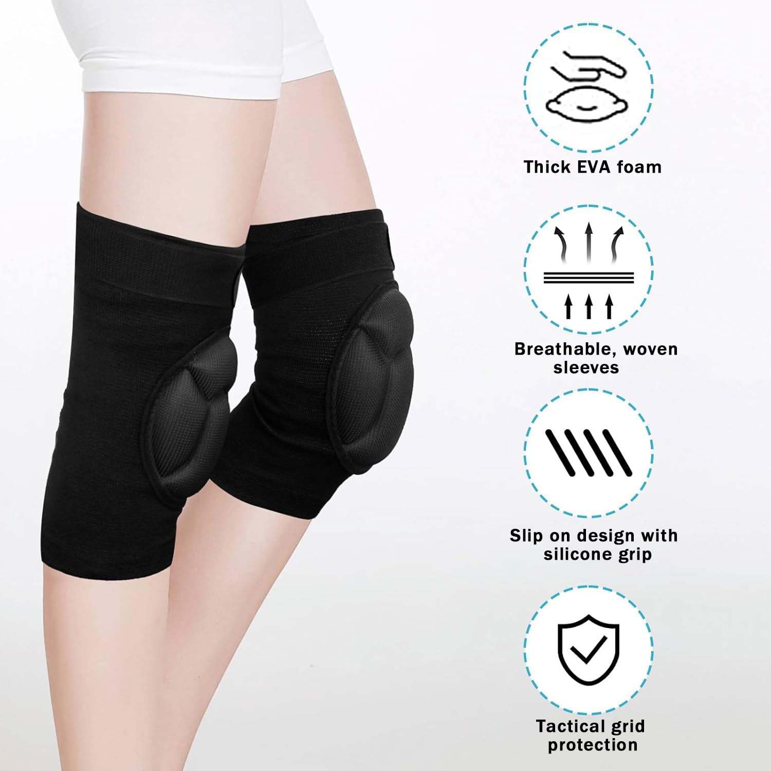 Massmot 1Pair Knee Pads with Non-Slip Bandage, Protective Knee Pads, Thick Sponge Anti-slip, Collision Avoidance Knee Sleeve (M) 1