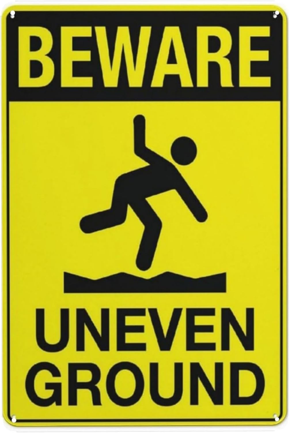 Beware Uneven Ground Metal Sign Aluminum Warning Tin Signs For Outdoor Business Yard Lawn Sign Home Decor 8x12 Inch