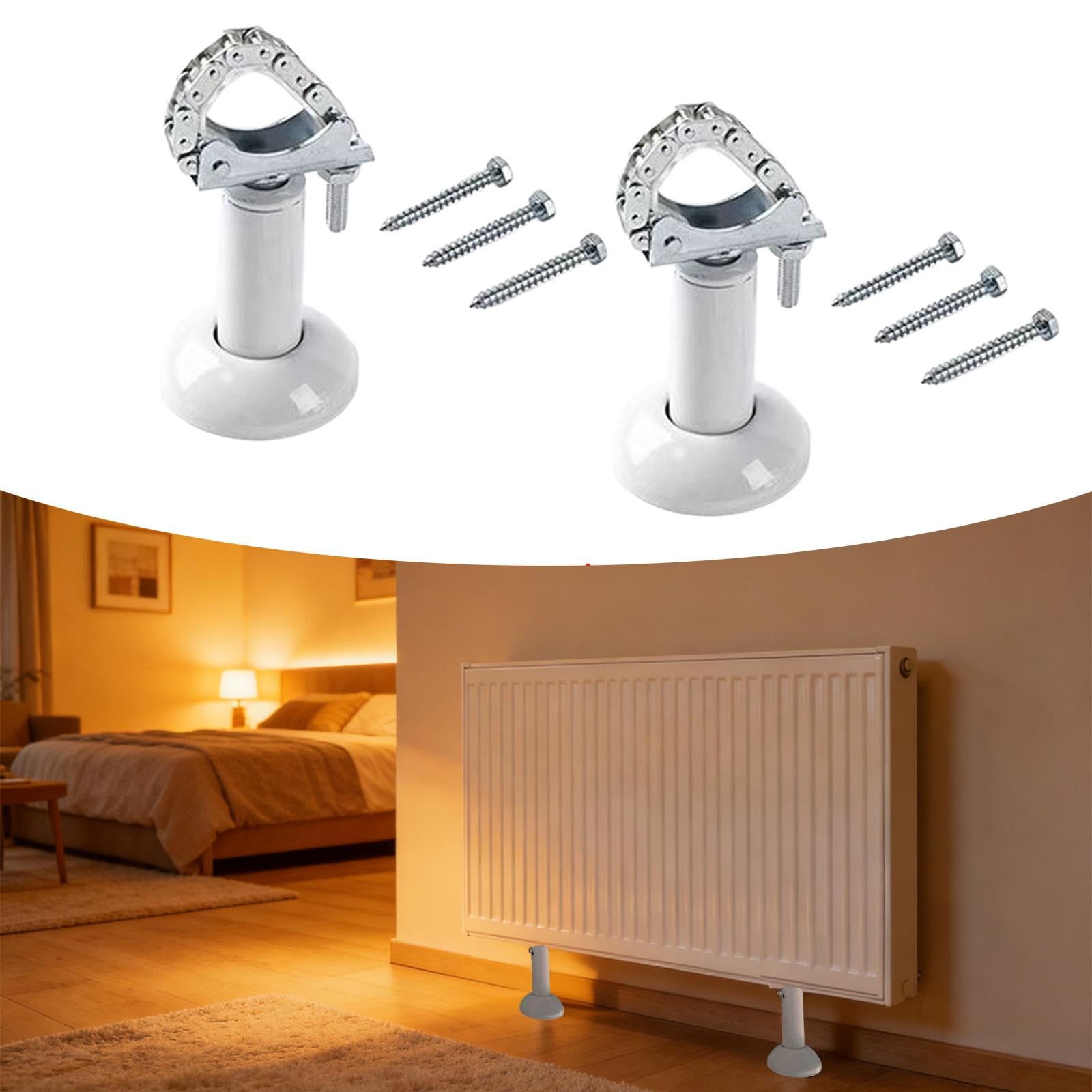 2 Soportes de Suelo de Aluminio Fundido a Presión para Radiadores. Fácil Instalación.