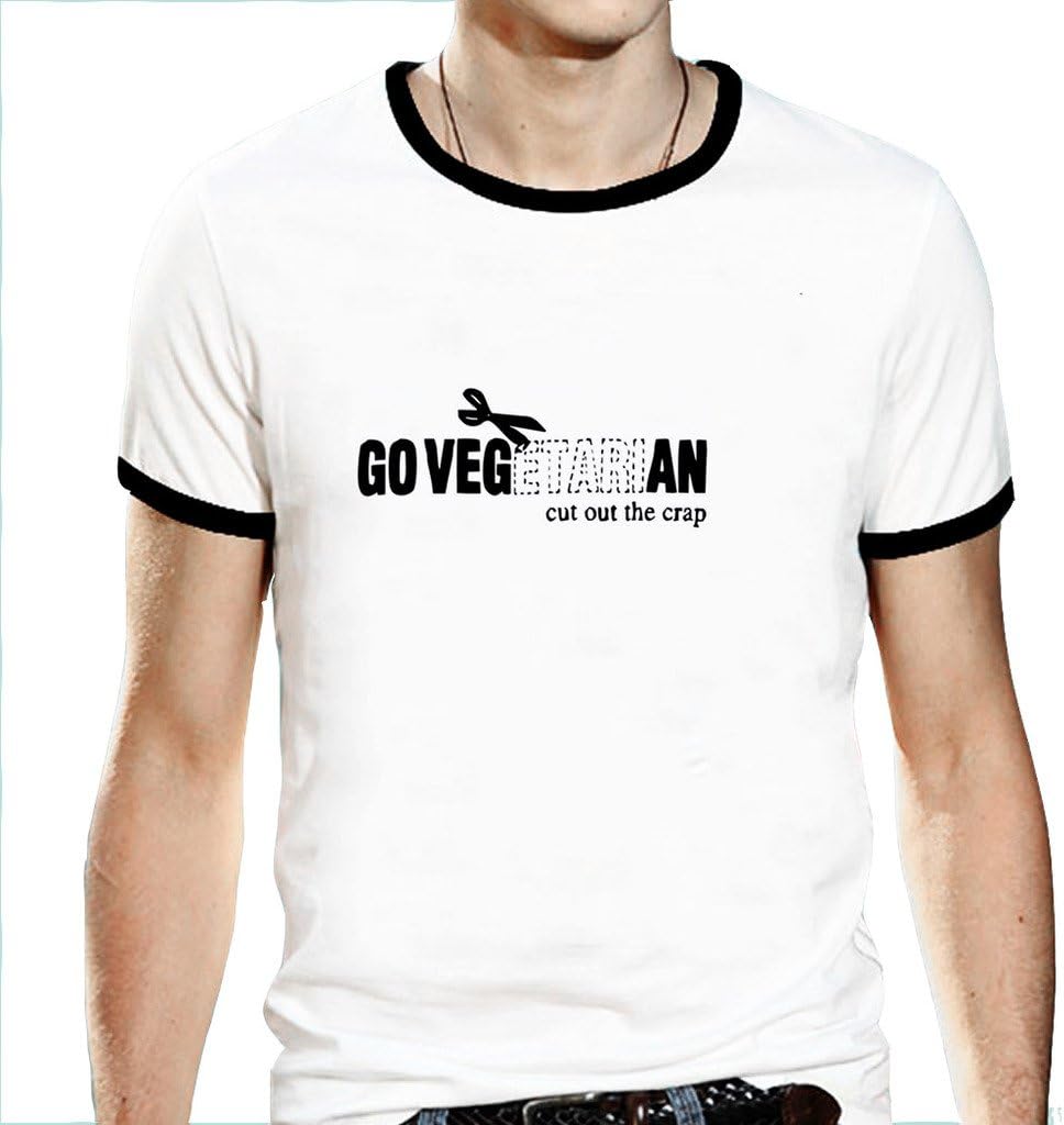 CNbluer Men's Tee Go Vegan -- Cut Out The Crap! Shirt White Size Medium
