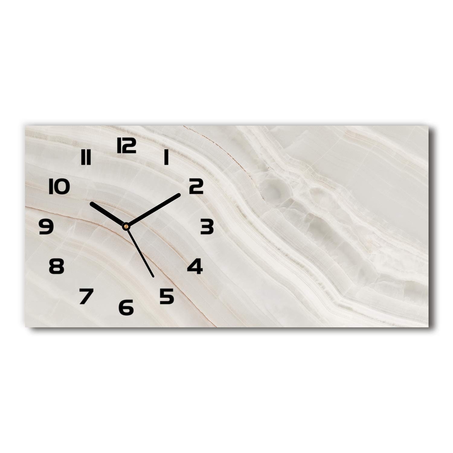 Horloge en verre marbre noir pour salon design moderne Tulup 60x30 cm