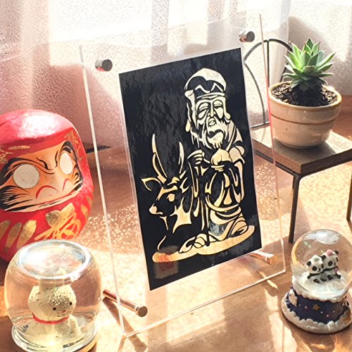 七福神の切り絵 Amazon.co.jp: 開運切り絵『七福神・寿老人』 薄染め和紙(黄