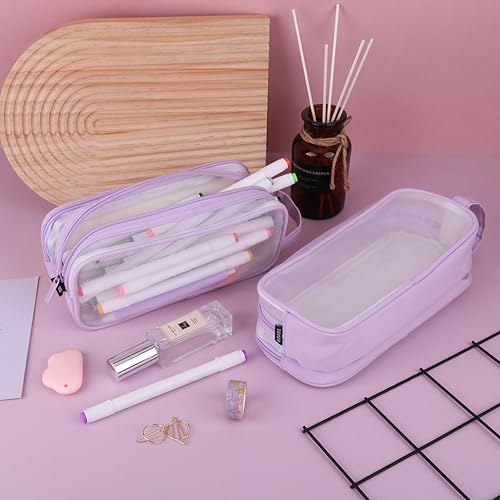 Vista 55 de iSuperb Estuche pequeño para lápices, lindo soporte para bolígrafo, organizador estético para niños, niñas, niños, estudiantes, suministros A-Negro