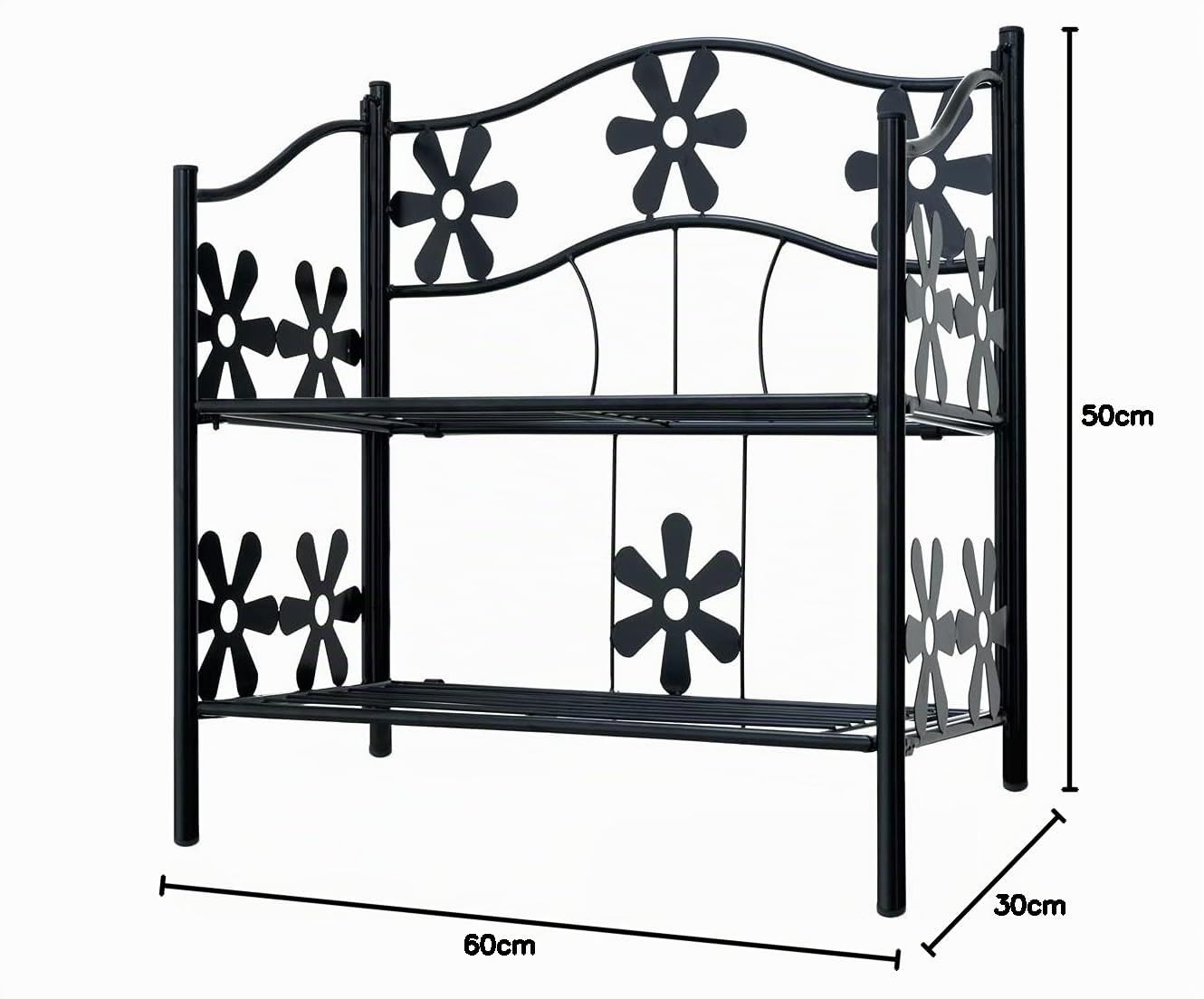 Deuba® Blumenständer 2 Etagen Metall Schwarz Pflanzenständer Indoor Outdoor Blumenregal Balkon Pflanzenregal Gummifüße Garten Blumenbank Blumenhocker