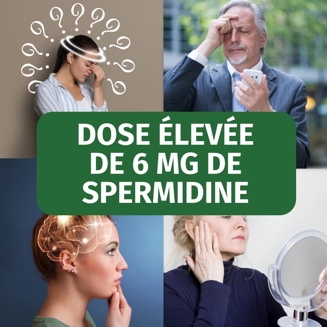 Spermidine Forte – Hautement dosé : 6 mg par capsule d'extrait de germe de blé – Testé en laboratoire – 120 gélules Green Naturals®