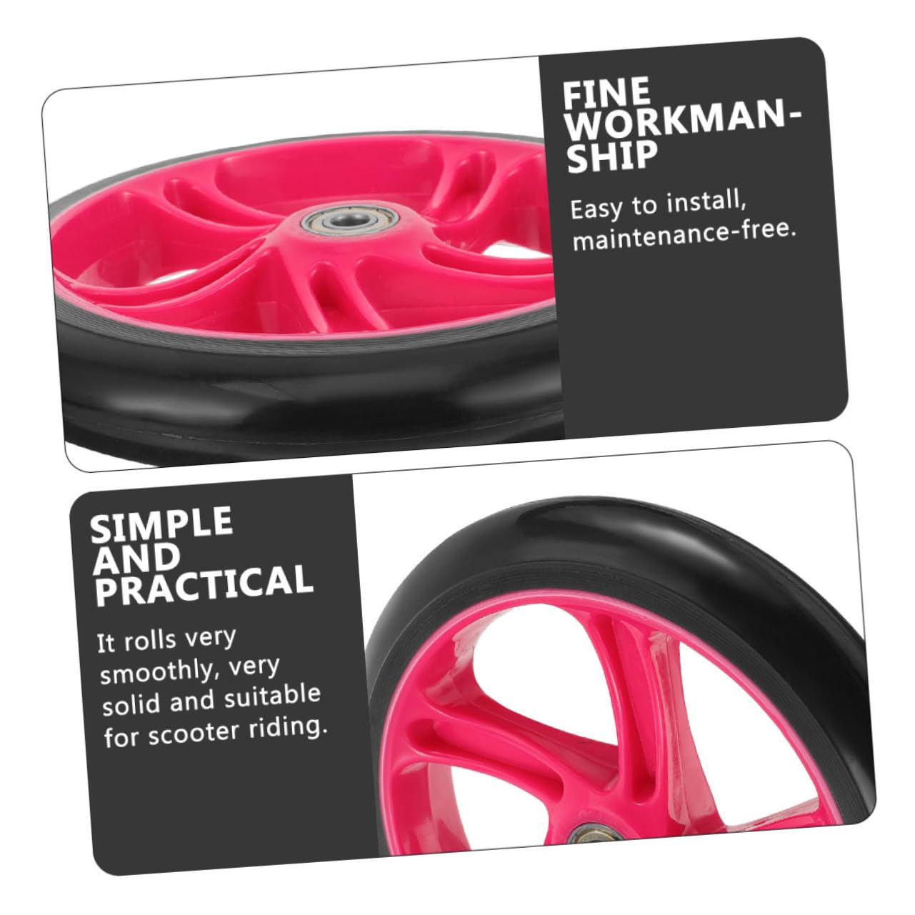 Roue de Trottinette Antidérapante Lot de 2 en PU Résistant à l'usure Diamètre 175 Mm Facile à Installer Compatible Skateboard et Scooter Électrique