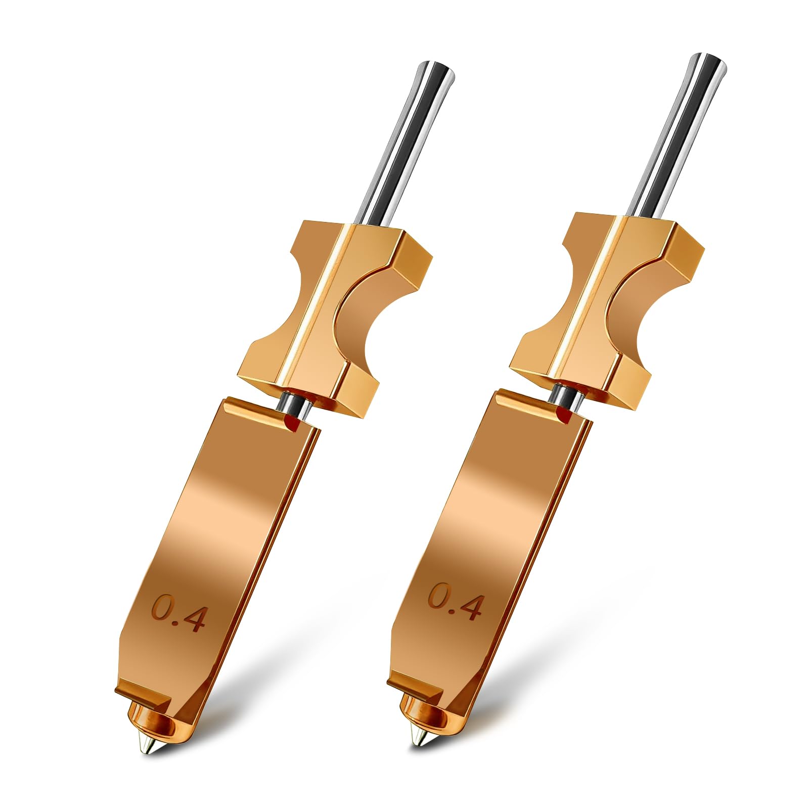 IdeaFormer Lot de 2 buses bimétalliques 0,4 mm pour Flashforge Adventurer 5X AD5X | Lot de 2 buses bimétalliques avec pointe en acier trempé, changement rapide, compatibles avec Flashforge AD5X