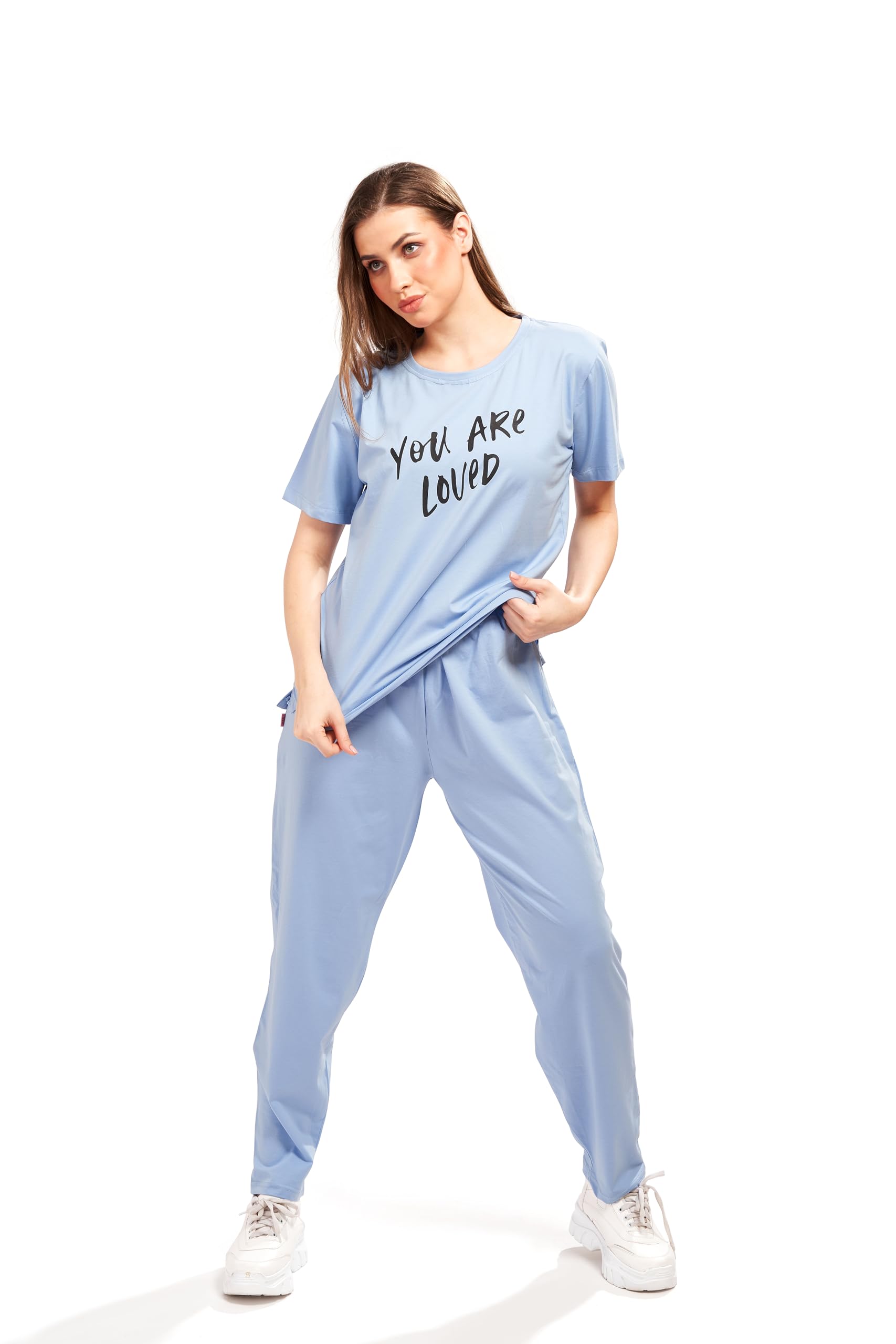 Night Suit for Womens Printed Cotton Night Dress of Top and Pyjama Set 210-image-44