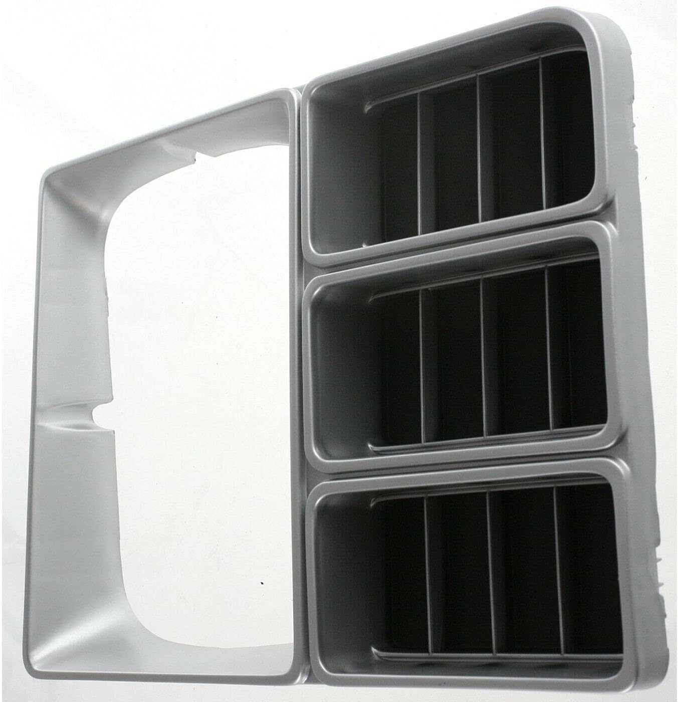 Pair Set of 2 Driver and Passenger Side Headlight Grille Door Covers Fits 1981 1982 Chevy C10 K10 w/Single Rectangular Headlamps Black & Silver Textured Plastic GM2512105 GM2513105 14021351 14021352