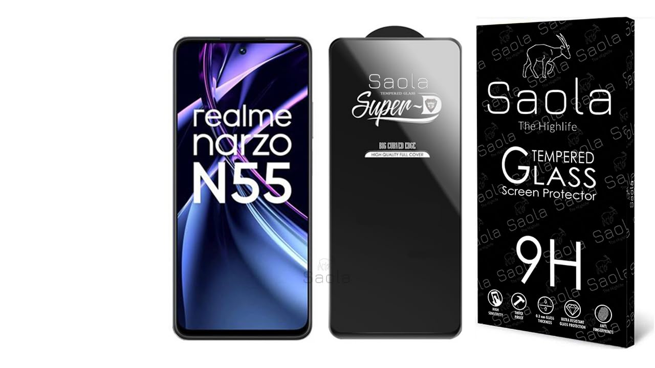 Saola Hd+ Oleophobic Tempered Glass Screen Protector For Realme Narzo N55 (Pack Of 1) With Free Installation Kit. Full Screen Coverage - 6.72 Inch (B0CJB8MFM1) Amazon Price History, Amazon Price Tracker