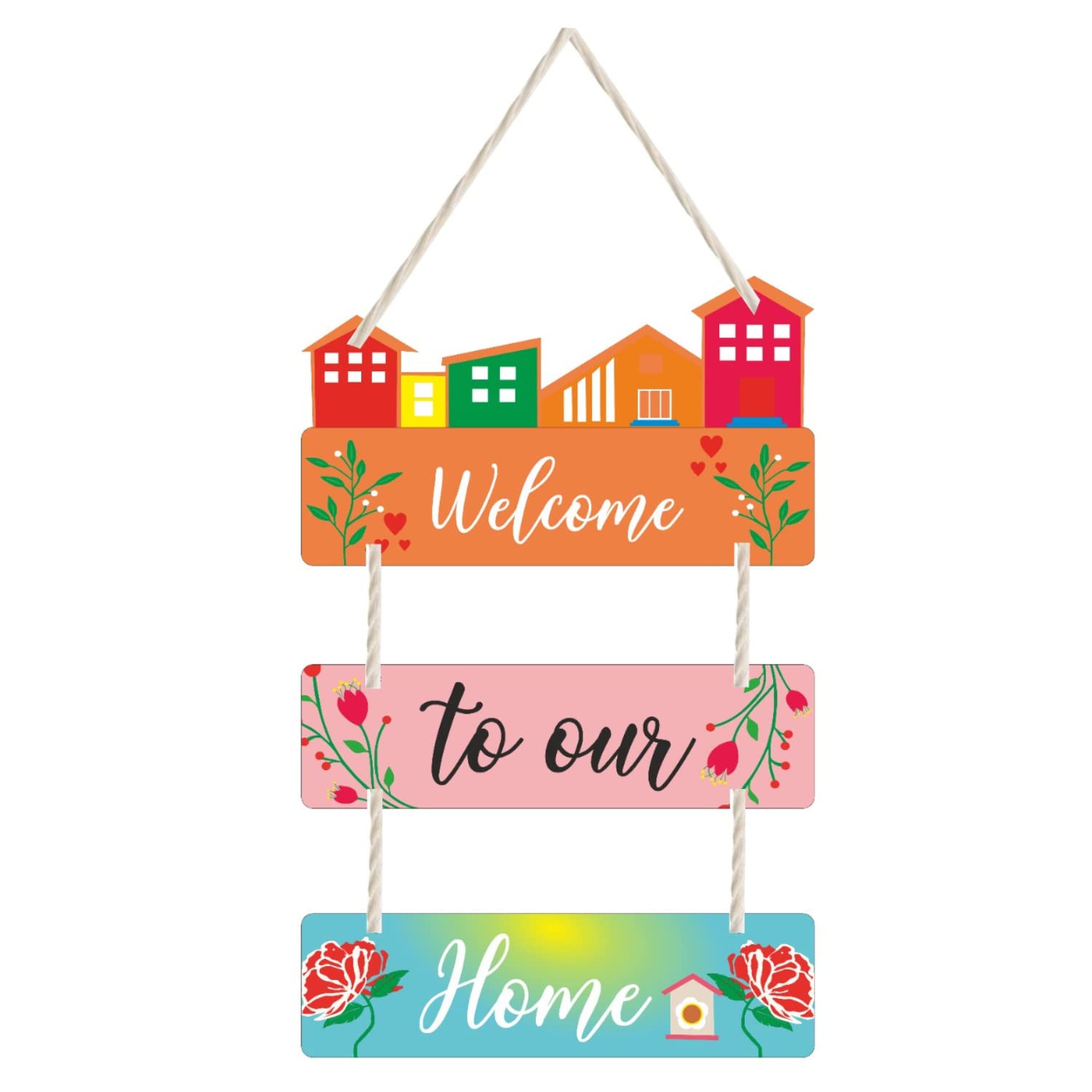 ️ Decorative New Welcome To Our Home Wall Hanging Wooden Art Decoration Item for Living Room | Home Decor | Gifts | Quotes Decor Item |MDF Wall Sculpture (Welcome To Our Home-New)