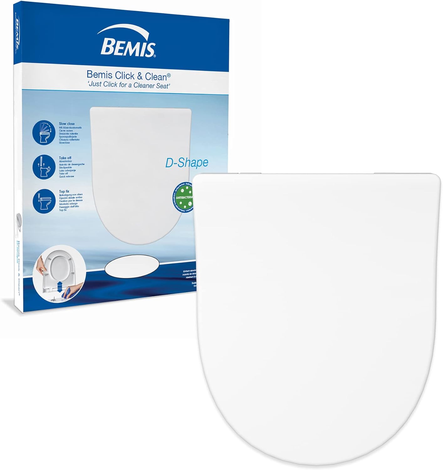 Bemis Click & Clean® DShape Toilet Seat with Soft Close Cleaning
