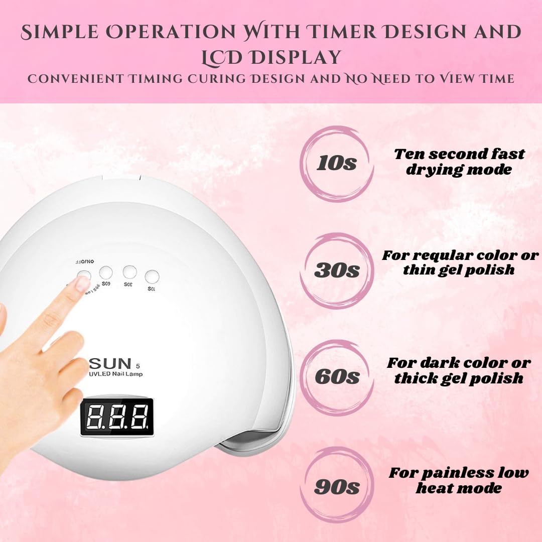 STARTIPS Gel Nail Polish UV Light Lamp Nail Dryer Machine And Nail Paint Dryer Machine For Nails Art White, uv light for resin art drying, all in 1 uv led drying machine. Sun 5 uv lamp - Image 7 thumbnail