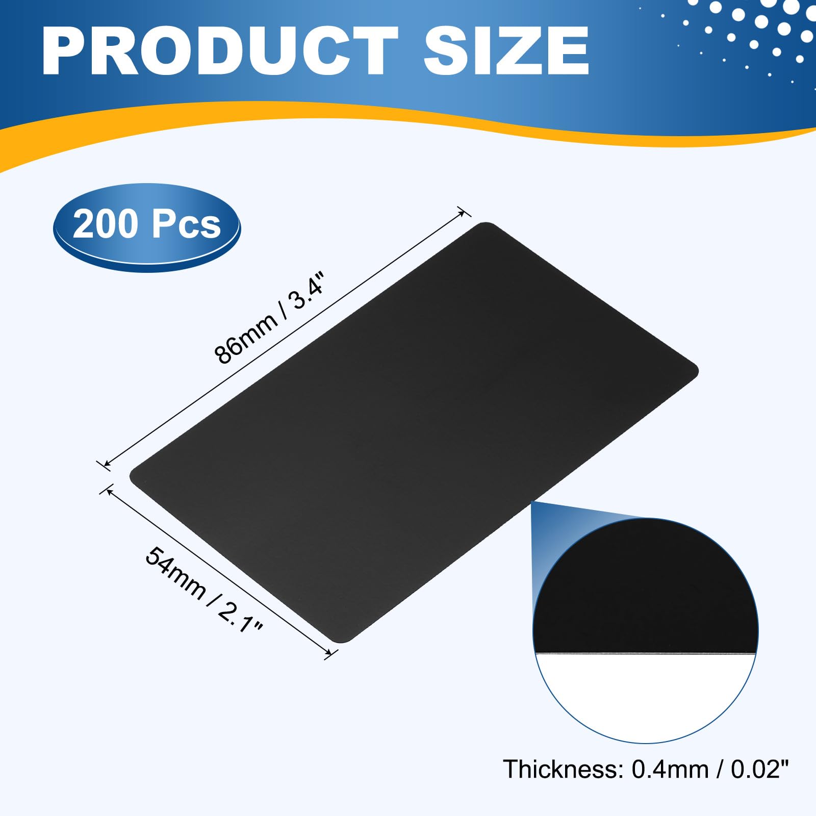QUARKZMAN 200pcs Cartes De Visite Métalliques paisseur 0mm Noir Mat