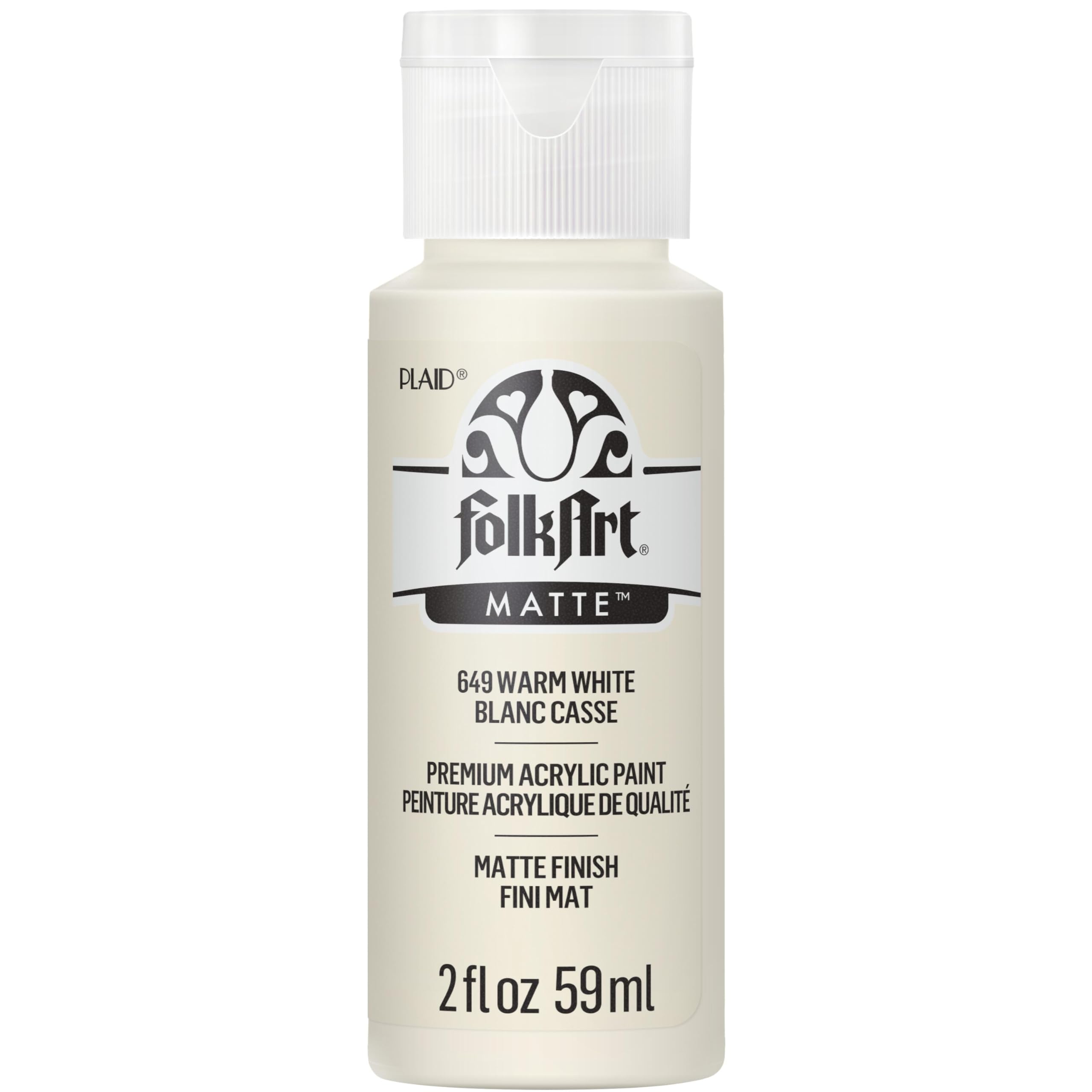 FolkArt Acrylic Paint in Assorted Colors (2 oz), 649, Warm White