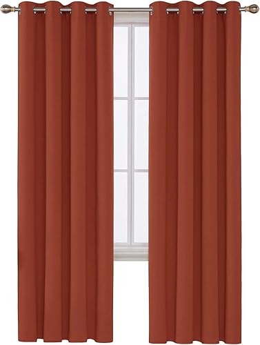 Miniatura 198 de Deconovo Darken - Cortina opaca con aislamiento térmico y ojales para sala de estar, 42 x 63 pulgadas, color blanco puro Negro,Beige claro,Azul