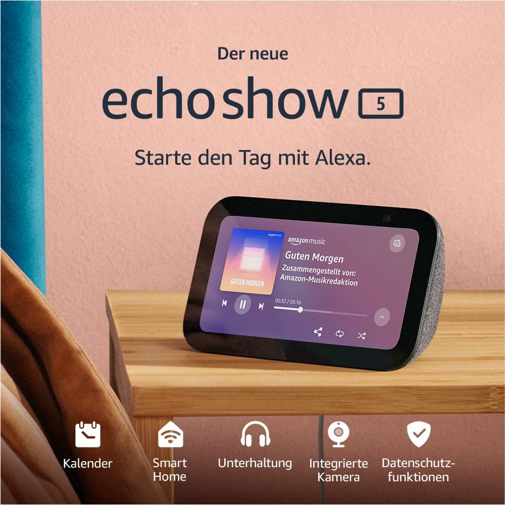 Zertifiziert und generalüberholt Echo Show 5 (3. Gen.) | Kompakter smarter Touchscreen mit Alexa zum Steuern deines Smart Homes und mehr… – Ansicht 2