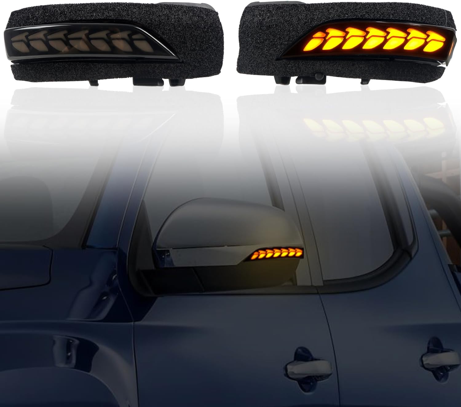 ITrims Car Sequential Dynamic Turn Signal Lights for Mitsubishi Triton L200 2019-2024 2025 Side Mirror Turn Signal Lights Indicator Blinker Lamp LED Accessories Replacement Smoked Black 2Pcs