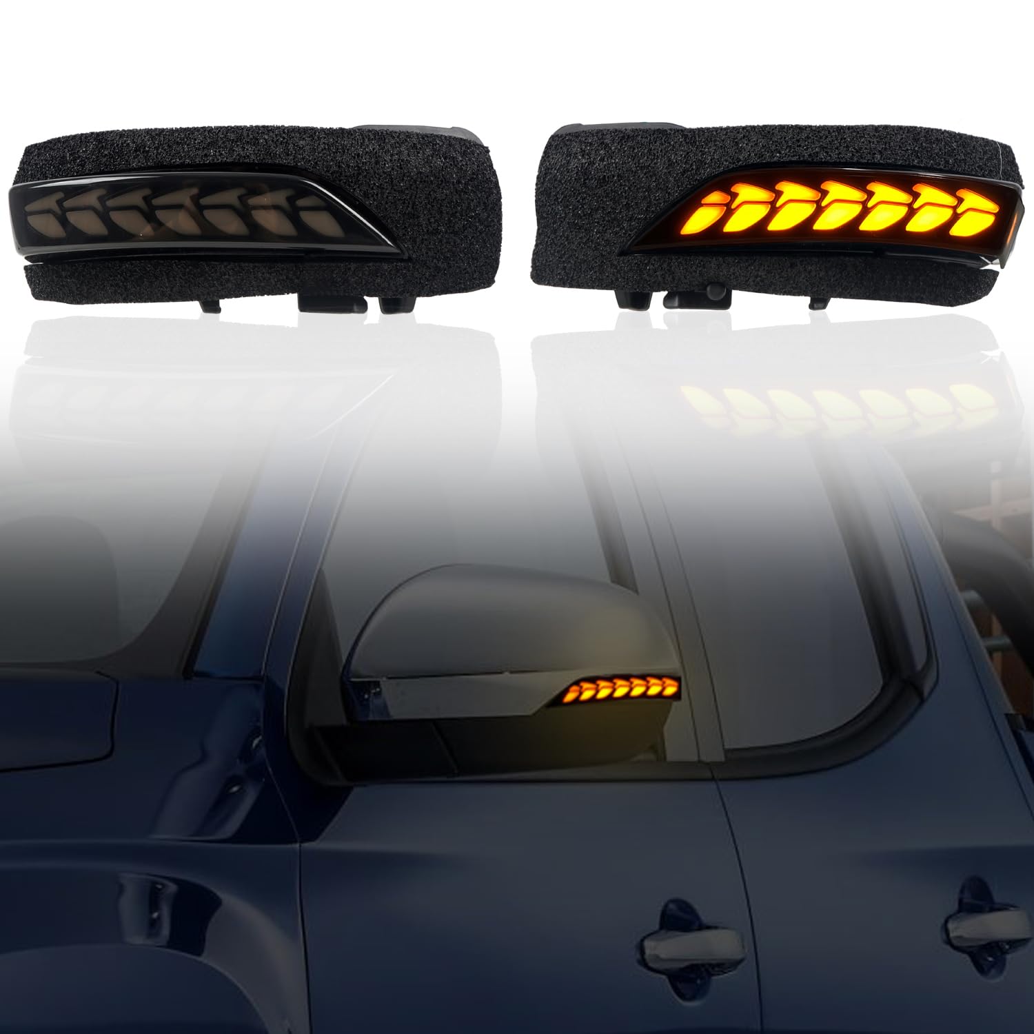 ITrims Car Sequential Dynamic Turn Signal Lights for Mitsubishi Triton L200 2019-2024 2025 Side Mirror Turn Signal Lights Indicator Blinker Lamp LED Accessories Replacement Smoked Black 2Pcs