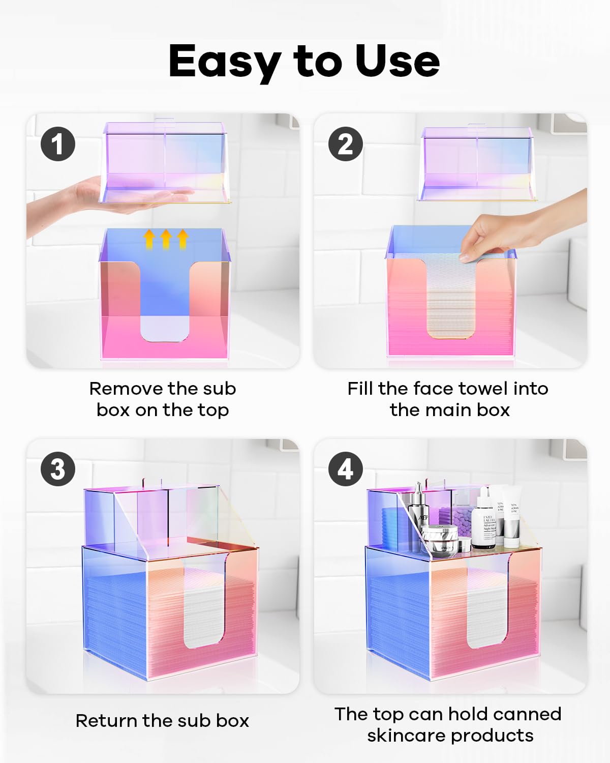 Acrylic Double-Layer Face Towel Holder and Bathroom Counter Organizer