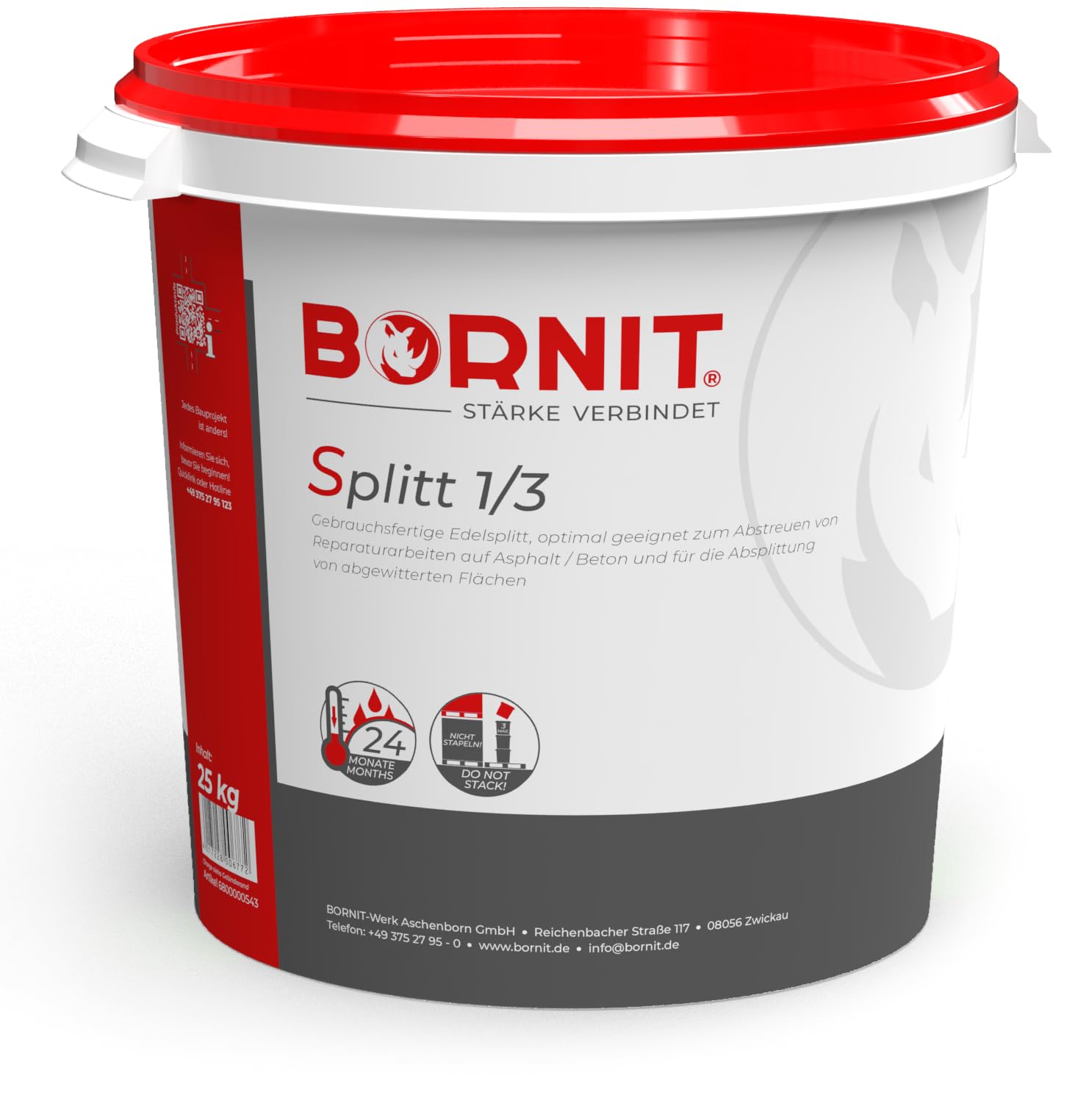 BORNIT Edelsplitt 1/3 Körnung für Asphalt und Beton, 25 kg, Anthrazit-Grau