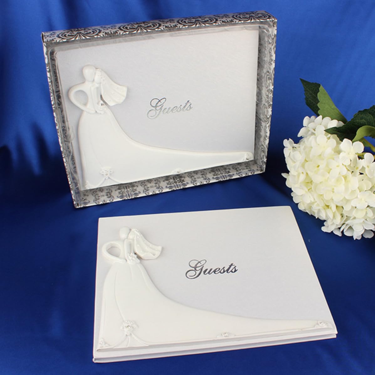 ibasenice Libro de Visitas Estilo Vintage y Romántico Papel Blanco Libro de Mensajes para Novios para Ceremonia de Compromiso y Aniversarios