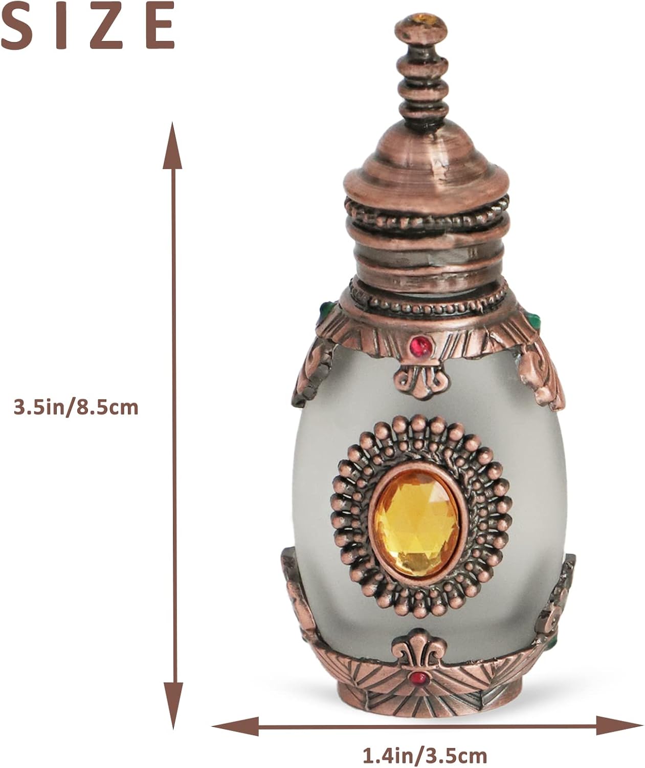 LRTJ Egyptian Style Enameled Metal and Glass Perfume Bottle
