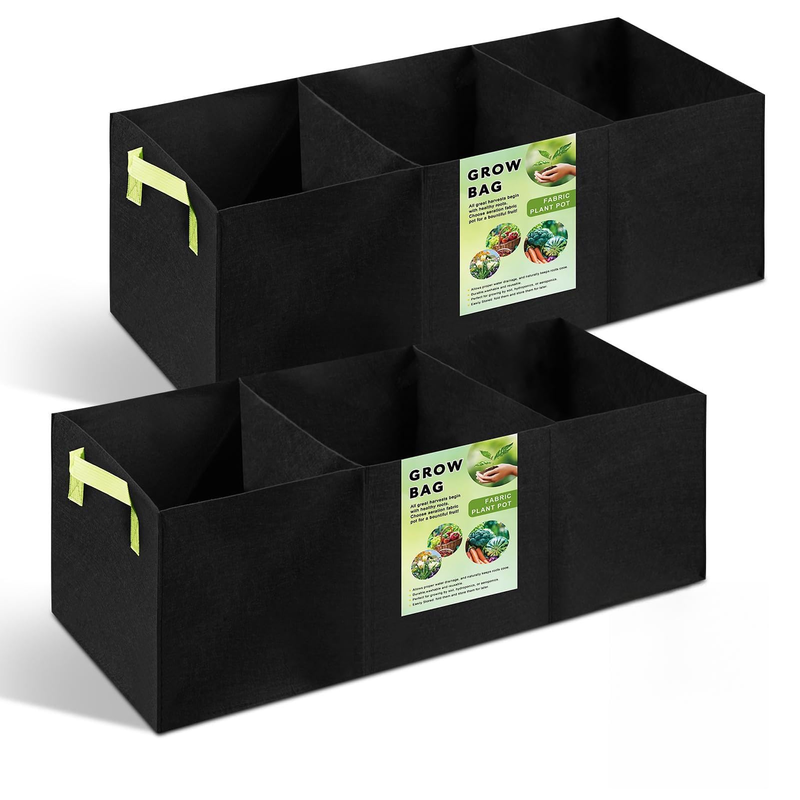 2er-Pack Pflanztaschen, atmungsaktiver Stoff, erhöhtes Gartenbeet, rechteckiger Übertopf, geeignet für Gemüse, Blumen, Obst/Blumen, mit Griffen (60 x 30 x 30 cm)