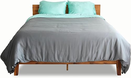 Funda de edredón 100% eucalipto lyocell  Sábanas suaves para todas las estaciones, frescas y acogedoras con lazos y botones fáciles de acelerar