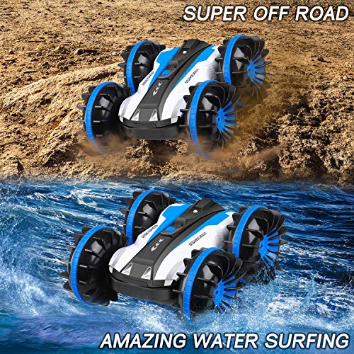 Amphibious Rc Car For Kids Toys For 5-12 Year Old Boys 2.4 Ghz Remote Control Boat Waterproof Rc Monster Truck Stunt Car 4Wd Remote Control Vehicle Teens Adults Gifts All Terrain Water Beach Pool Toy #TOP1