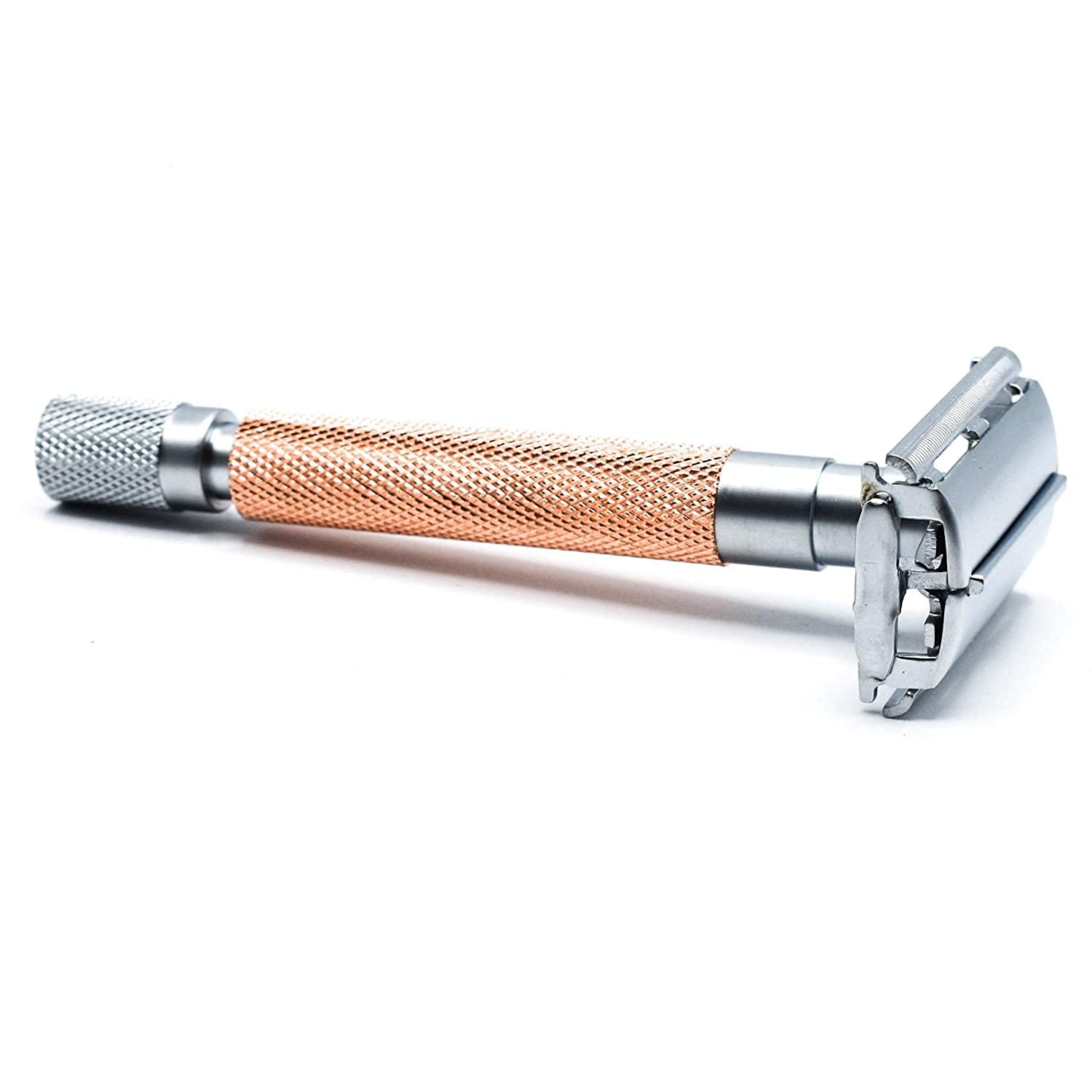 Parker Safety Razor, Parker 74R Rose Gold - Rasoio di sicurezza da uomo a farfalla pesante a doppio bordo aperto a manico lungo