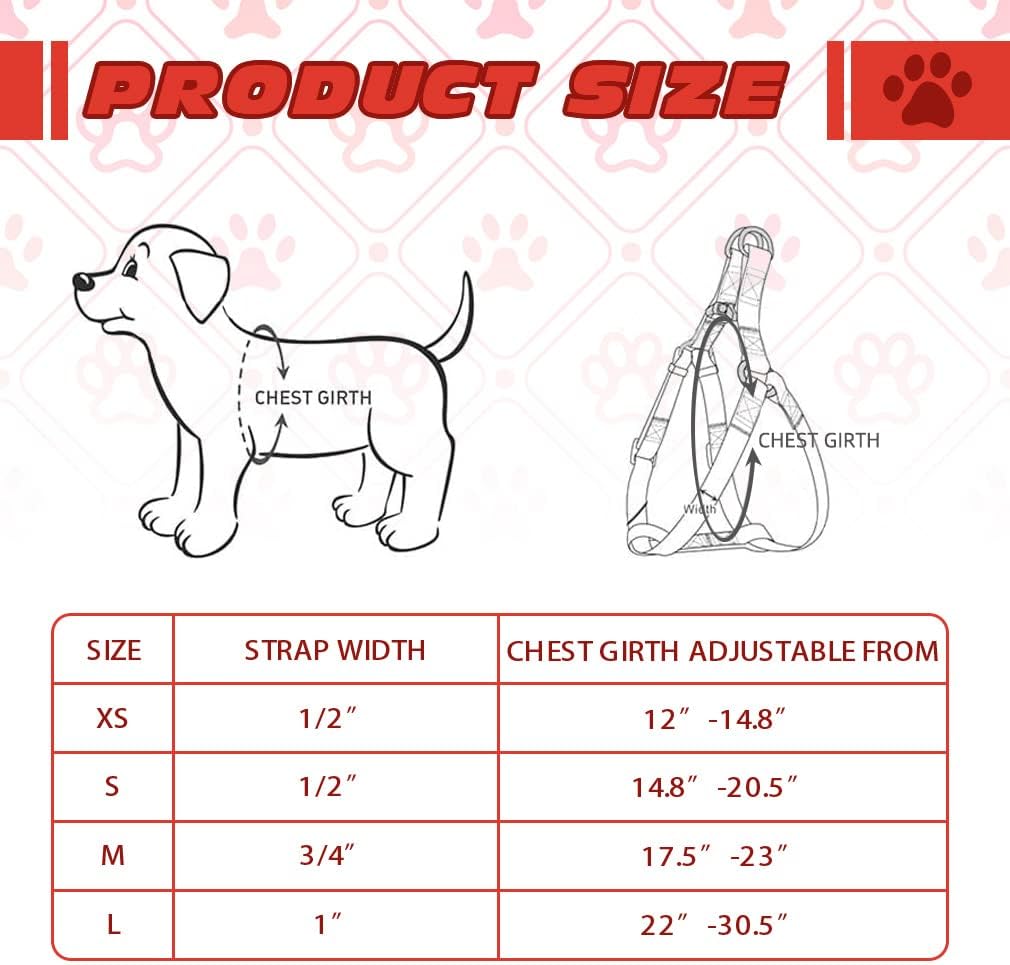 PUPTECK No Pull Dog Harness Soft Adjustable Basic Nylon Step in Puppy Vest Outdoor Walking with ID Tag