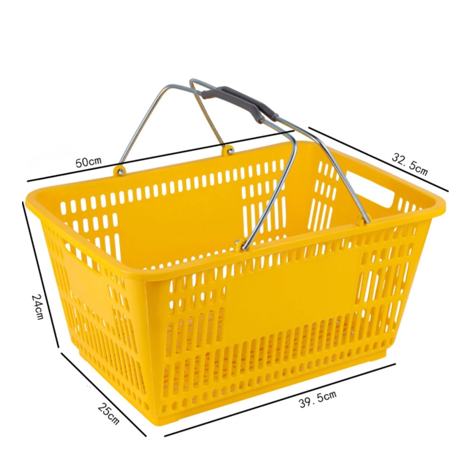 Supermarkt-Einkaufskorb Stabil Einkaufskorb mit Tragegriff Tragekorb für Einkauf, Küche, Gelb, Groß