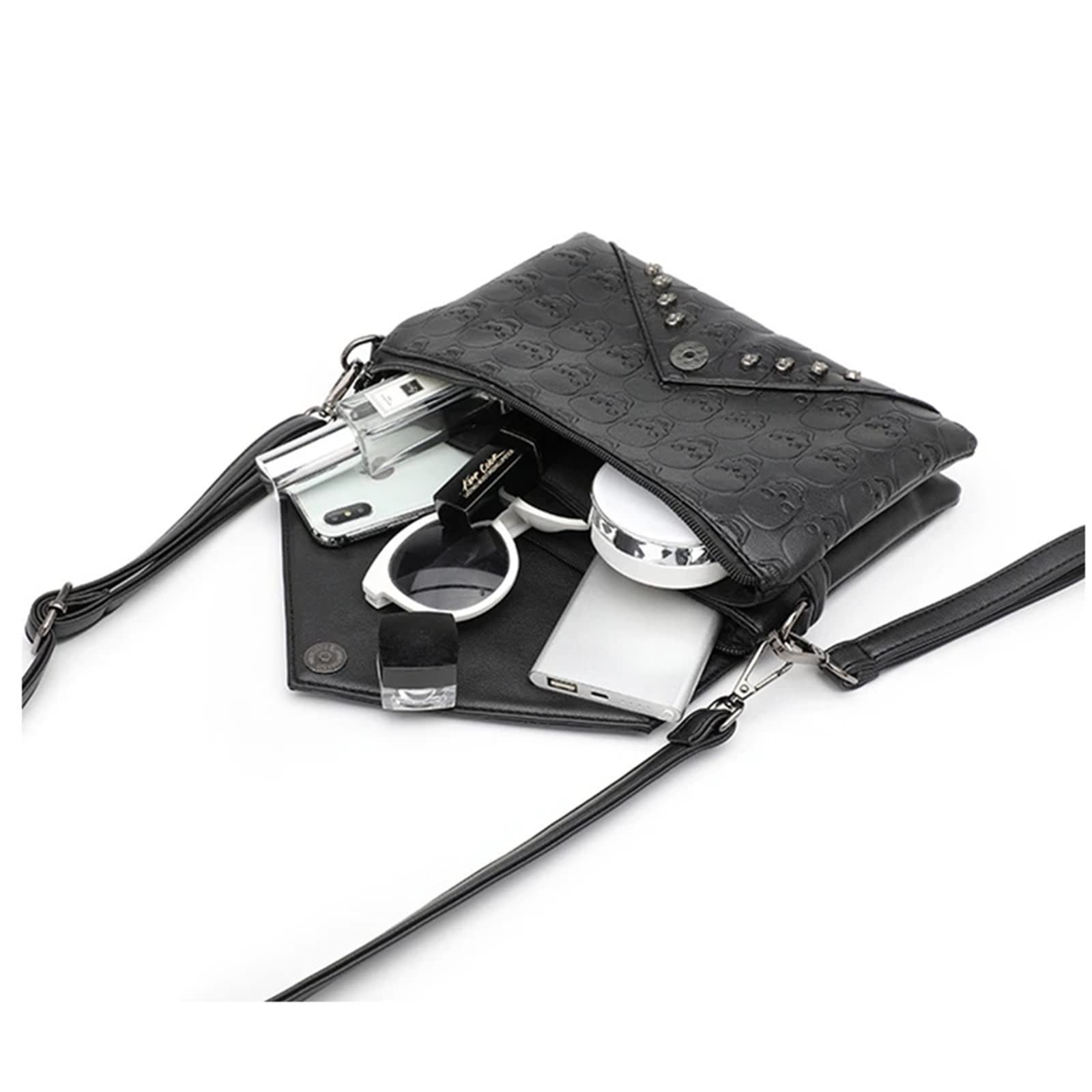 Amazon.co.jp: レディースクロスボディバッグ リベット スカル