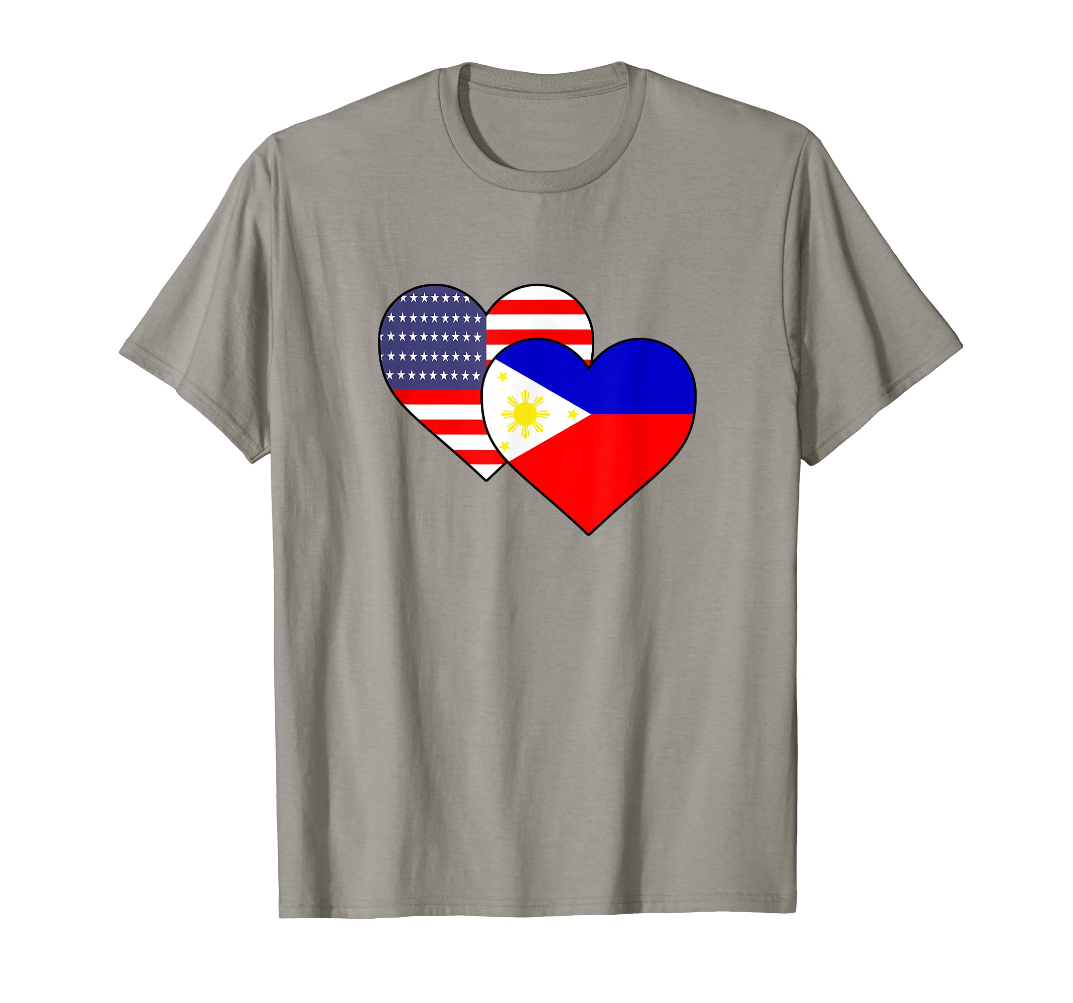 Phil-Am Love Hearts T-Shirt Fil-Am Philippines American Flag T-Shirt