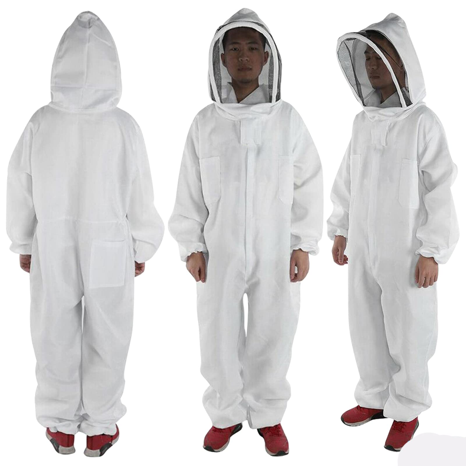 Abbigliamento completo in cotone per apicoltura, cappello, cappello, cappello, giacca, protezione apicoltori, apicoltori, attrezzatura per tuta (XXL)
