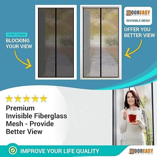 Miniatura 4 de DOOREASY Puerta mosquitera magnética, puerta mosquitera de poliéster reforzado, imanes autosellables, apta para mascotas y niños, pantalla de malla