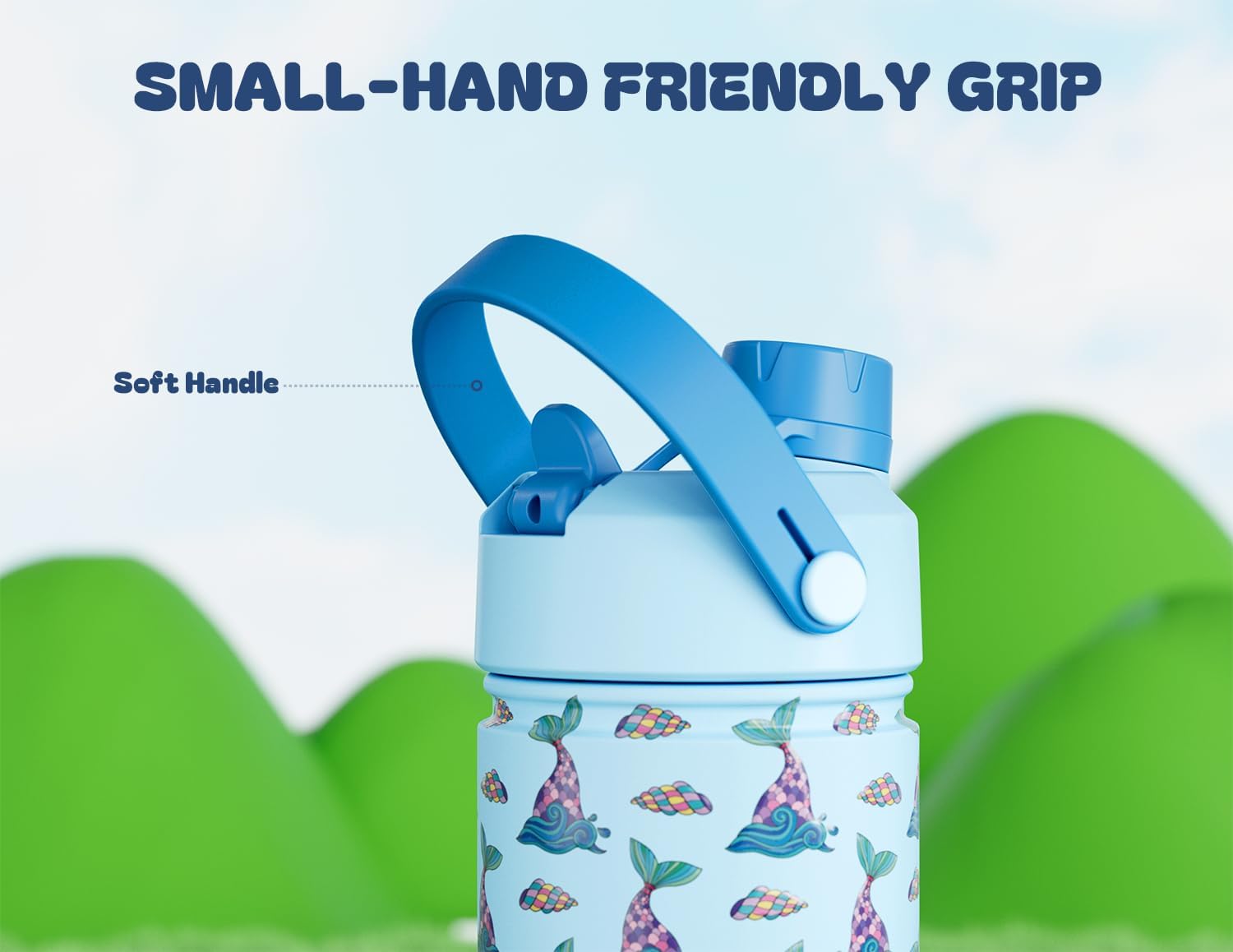 18 oz Kids Insulated Mermaid Water Bottle for School: 2-in-1 Straw Spout Lid, Leakproof, BPA-Free, Keep Cold 24H, Reusable Stainless Steel Cup, Birthday Gift for Girls Daughters (Splash Tails) - Image 4