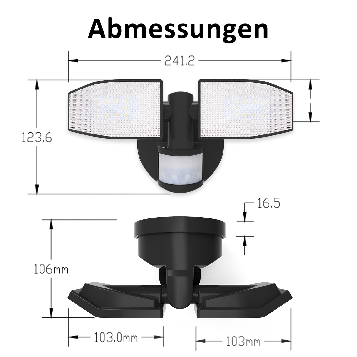 Northpoint Reflektor LED na baterie, z czujnikiem ruchu, regulowany, wychylny, 400 lumenów, ochrona przed pryskającą wodą, 5000 K, zimna biel (kolor czarny, zestaw 3 szt.)