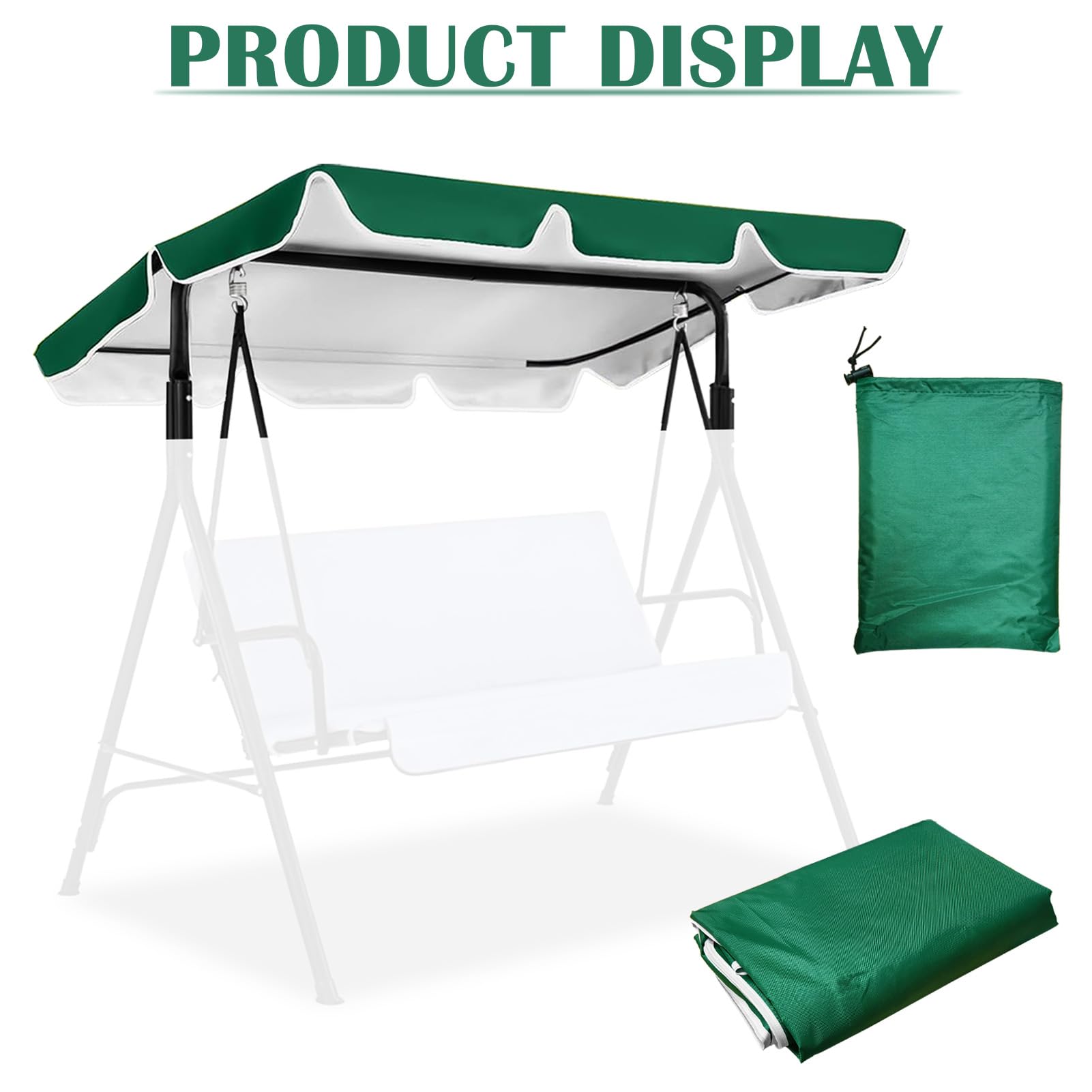 Toile de Rechange pour Balancelle, Toit de balancelle de Jardin Exterieur à 3 Places, Toile Oxford 420D, Protection Contre Les Rayons UV, 210 x 145 cm (Vert)